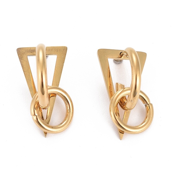 PandaHall 304 Stainless Steel Half Hoop Earrings, Stud Earrings, with Ear Nut, Triangle & Ring, Golden, 24x13x24mm, Pin: 1mm 304 Stainless...
PandaHall 304 Stainless Steel Half Hoop Earrings, Stud Earrings, with Ear Nut, Triangle & Ring, Golden, 24x13x24mm, Pin: 1mm 304 Stainless...