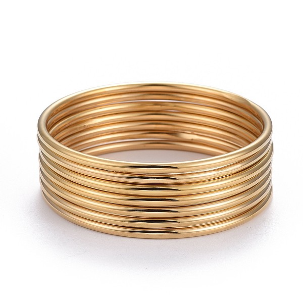 PandaHall Fashion 304 Stainless Steel Buddhist Bangle Sets, Golden, 2-3/8 inch(6cm), 7pcs/set 304 Stainless Steel
PandaHall Fashion 304 Stainless Steel Buddhist Bangle Sets, Golden, 2-3/8 inch(6cm), 7pcs/set 304 Stainless Steel