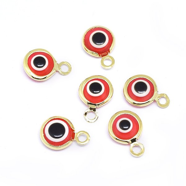PandaHall Handmade Evil Eye Lampwork Charms, with Brass Findings, Flat Round, Red, Real 18K Gold Plated, 10x6.5x3mm, Hole: 1.5mm... 
PandaHall Handmade Evil Eye Lampwork Charms, with Brass Findings, Flat Round, Red, Real 18K Gold Plated, 10x6.5x3mm, Hole: 1.5mm...