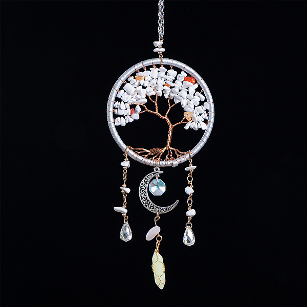 PandaHall Copper Wire Wrapped Natural Howlite Chips Tree of Life Hanging Ornaments, with Iron Ring and Metal Moon Charm, for Car Decorations...
PandaHall Copper Wire Wrapped Natural Howlite Chips Tree of Life Hanging Ornaments, with Iron Ring and Metal Moon Charm, for Car Decorations...