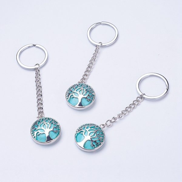 PandaHall Synthetic Turquoise Keychain, with Iron Key Rings, Iron Chain and Brass Finding, Flat Round with Tree of Life, Dyed, 100~120mm...
PandaHall Synthetic Turquoise Keychain, with Iron Key Rings, Iron Chain and Brass Finding, Flat Round with Tree of Life, Dyed, 100~120mm...