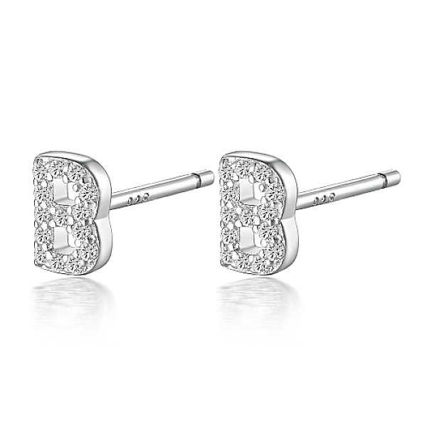 PandaHall Rhodium Plated 925 Sterling Silver Initial Letter Stud Earrings, with Cubic Zirconia, Platinum, Letter B, 5x5mm Sterling Silver..., Clear
PandaHall Rhodium Plated 925 Sterling Silver Initial Letter Stud Earrings, with Cubic Zirconia, Platinum, Letter B, 5x5mm Sterling Silver..., Clear