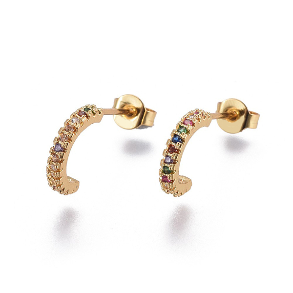 PandaHall Brass Micro Pave Cubic Zirconia Stud Earrings, Half Hoop Earrings, with Brass Ear Nuts, Moon, Colorful, Golden, 18.5x11x2mm, Pin...
PandaHall Brass Micro Pave Cubic Zirconia Stud Earrings, Half Hoop Earrings, with Brass Ear Nuts, Moon, Colorful, Golden, 18.5x11x2mm, Pin...