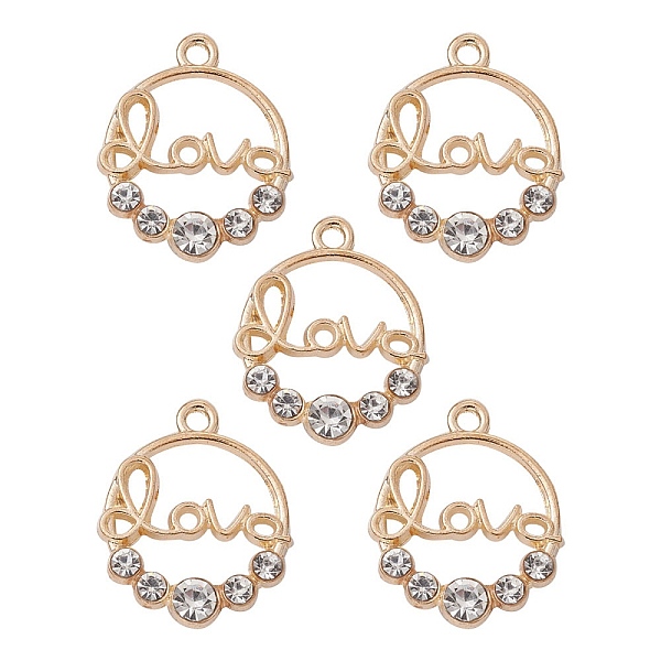 PandaHall Alloy Crystal Rhinestone Pendants, Ring Charms with Word Love, Golden, 21.5x17x3.5mm, Hole: 1.6mm Alloy+Rhinestone Ring Clear
PandaHall Alloy Crystal Rhinestone Pendants, Ring Charms with Word Love, Golden, 21.5x17x3.5mm, Hole: 1.6mm Alloy+Rhinestone Ring Clear