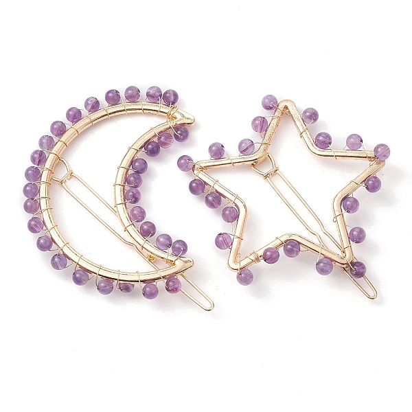 PandaHall 2Pcs Moon & Star Alloy with Natural Amethyst Hollow Hair Barrettes, Ponytail Holder Statement for Girls Women, Moon: 61x66x4~5mm...
PandaHall 2Pcs Moon & Star Alloy with Natural Amethyst Hollow Hair Barrettes, Ponytail Holder Statement for Girls Women, Moon: 61x66x4~5mm...