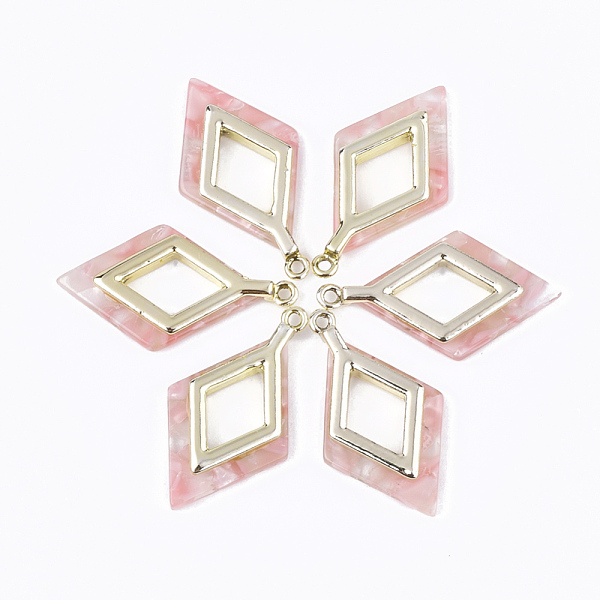 PandaHall Cellulose Acetate(Resin) Pendants, with Alloy Findings, Rhombus, Light Gold, Pink, 36x20x4mm, Hole: 1.5mm Cellulose Acetate...
PandaHall Cellulose Acetate(Resin) Pendants, with Alloy Findings, Rhombus, Light Gold, Pink, 36x20x4mm, Hole: 1.5mm Cellulose Acetate...