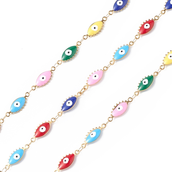 PandaHall 304 Stainless Steel Enamel Link Chains, Unwelded, Evil Eye, Golden, 16x6x2.5mm Stainless Steel+Enamel
PandaHall 304 Stainless Steel Enamel Link Chains, Unwelded, Evil Eye, Golden, 16x6x2.5mm Stainless Steel+Enamel