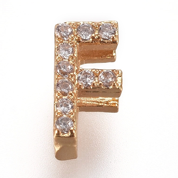 PandaHall Golden Plated Brass Micro Pave Cubic Zirconia Slide Charms, Letter, Clear, Letter.F, 7~7.5x1.5~6.5x3mm, Hole: 6x1mm Brass+Cubic...
PandaHall Golden Plated Brass Micro Pave Cubic Zirconia Slide Charms, Letter, Clear, Letter.F, 7~7.5x1.5~6.5x3mm, Hole: 6x1mm Brass+Cubic...