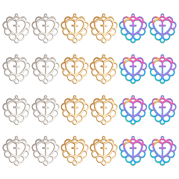 PandaHall DICOSMETIC 24Pcs 3 Colors 304 Stainless Steel Pendants, Hollow, Heart with Cross, Mixed Color, 26.5x25x1.5mm, Hole: 1.4mm...
PandaHall DICOSMETIC 24Pcs 3 Colors 304 Stainless Steel Pendants, Hollow, Heart with Cross, Mixed Color, 26.5x25x1.5mm, Hole: 1.4mm...