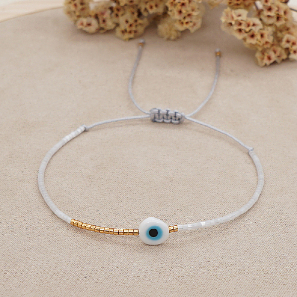 PandaHall Adjustable Lanmpword Evil Eye Braided Bead Bracelet, Navajo White, 11 inch(28cm) Lampwork
PandaHall Adjustable Lanmpword Evil Eye Braided Bead Bracelet, Navajo White, 11 inch(28cm) Lampwork
