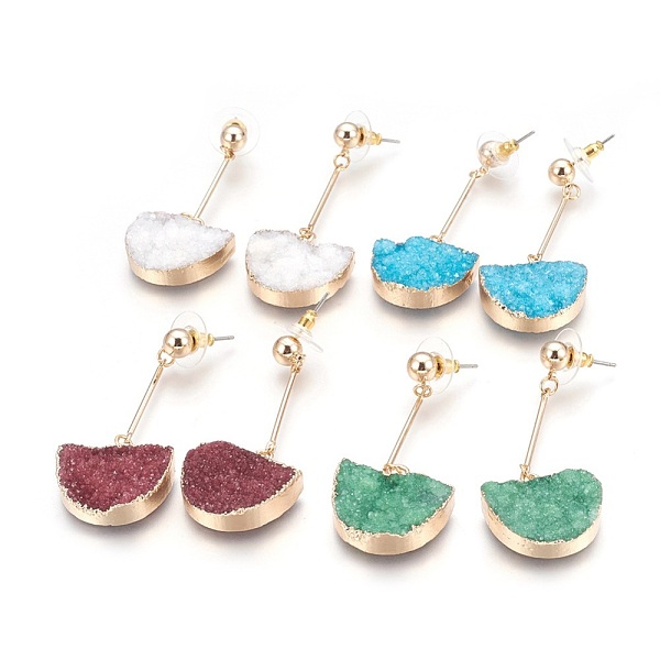 PandaHall Natural Druzy Quartz Dangle Stud Earrings, with Golden Tone Brass Findings, Half Round, Mixed Color, 56mm, Pin: 0.7mm Quartz..., Multicolor
PandaHall Natural Druzy Quartz Dangle Stud Earrings, with Golden Tone Brass Findings, Half Round, Mixed Color, 56mm, Pin: 0.7mm Quartz..., Multicolor