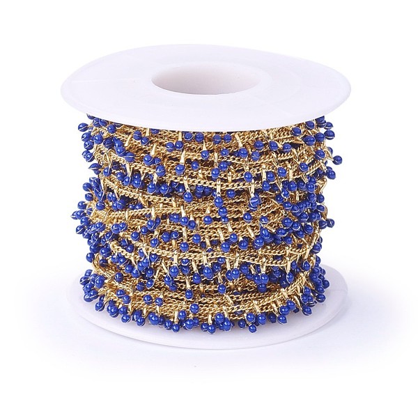 PandaHall Handmade Enamel Beaded Chains, with Brass Curb Chains, Soldered, with Spool, Long-Lasting Plated, Real 18K Gold Plated, Dark Blue...
PandaHall Handmade Enamel Beaded Chains, with Brass Curb Chains, Soldered, with Spool, Long-Lasting Plated, Real 18K Gold Plated, Dark Blue...
