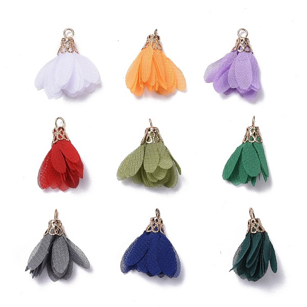 PandaHall Chiffon Pendants, with Iron Findings, Flower, Golden, Mixed Color, 25~27x20~30mm, Hole: 2.5mm Cloth Flower Multicolor
PandaHall Chiffon Pendants, with Iron Findings, Flower, Golden, Mixed Color, 25~27x20~30mm, Hole: 2.5mm Cloth Flower Multicolor