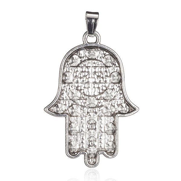 PandaHall Alloy Pendants, with Rhinestone and Lampwork Cabochons, Hamsa Hand/Hand of Fatima/Hand of Miriam with Evil Eye, Antique Silver..., Clear
PandaHall Alloy Pendants, with Rhinestone and Lampwork Cabochons, Hamsa Hand/Hand of Fatima/Hand of Miriam with Evil Eye, Antique Silver..., Clear