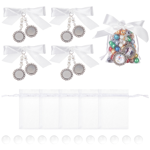 PandaHall Flat Round Tibetan Style Alloy Photo Pendant Decoration, with Satin Ribbon & Pearl & Transparent Glass Cabochons, for Wedding..., Clear
PandaHall Flat Round Tibetan Style Alloy Photo Pendant Decoration, with Satin Ribbon & Pearl & Transparent Glass Cabochons, for Wedding..., Clear