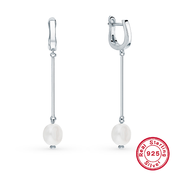PandaHall Rhodium Plated 925 Sterling Silver Dangle Hoop Earrings, Natural Pearl Long Drop Earrings, Platinum, 65mm Sterling Silver Oval
PandaHall Rhodium Plated 925 Sterling Silver Dangle Hoop Earrings, Natural Pearl Long Drop Earrings, Platinum, 65mm Sterling Silver Oval