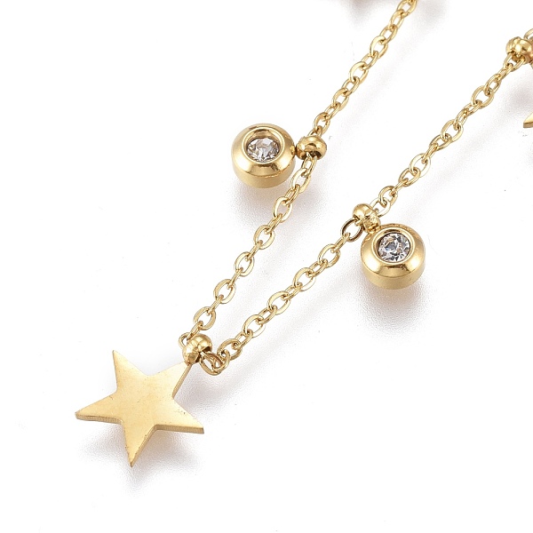 PandaHall 304 Stainless Steel Pendant Necklaces, with Clear Cubic Zirconia, Cable Chains and Round Beads, Star, Golden, 16.34 inch(41.5cm)...
PandaHall 304 Stainless Steel Pendant Necklaces, with Clear Cubic Zirconia, Cable Chains and Round Beads, Star, Golden, 16.34 inch(41.5cm)...