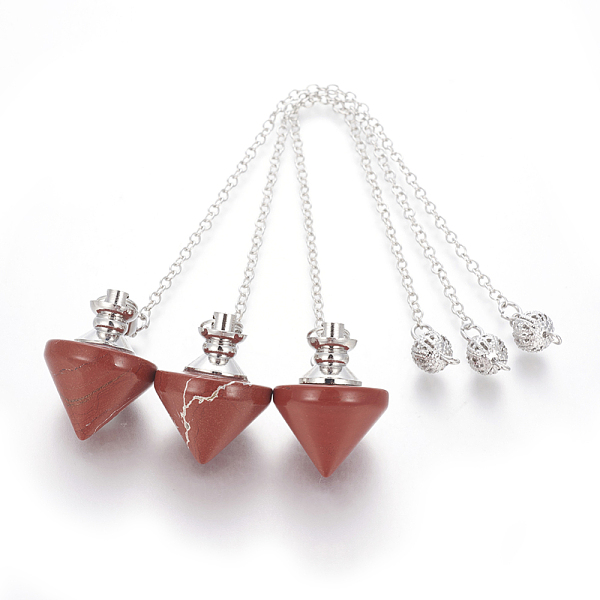 PandaHall Natural Red Jasper Cone Dowsing Pendulums, with Brass Findings and Alloy Chain, Platinum, 210~216x2.5mm, Hole: 1.4~1.9x1.6~2mm Red...
PandaHall Natural Red Jasper Cone Dowsing Pendulums, with Brass Findings and Alloy Chain, Platinum, 210~216x2.5mm, Hole: 1.4~1.9x1.6~2mm Red...