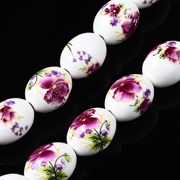 PandaHall Handmade Porcelain Ceramic Beads Strands, Flower Printed, Oval, Old Rose, 17x13mm, Hole: 2.5mm, about 18pcs/strand, 12 inches...
PandaHall Handmade Porcelain Ceramic Beads Strands, Flower Printed, Oval, Old Rose, 17x13mm, Hole: 2.5mm, about 18pcs/strand, 12 inches...