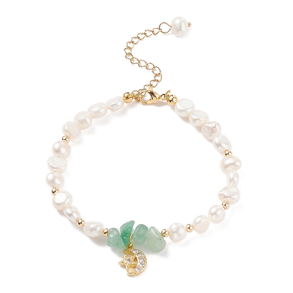 PandaHall Natural Green Aventurine Chips & Pearl Beaded Bracelet, Clear Cubic Zirconia Moon & Star Charm Bracelet for Women, Golden, 7-5/8...
PandaHall Natural Green Aventurine Chips & Pearl Beaded Bracelet, Clear Cubic Zirconia Moon & Star Charm Bracelet for Women, Golden, 7-5/8...