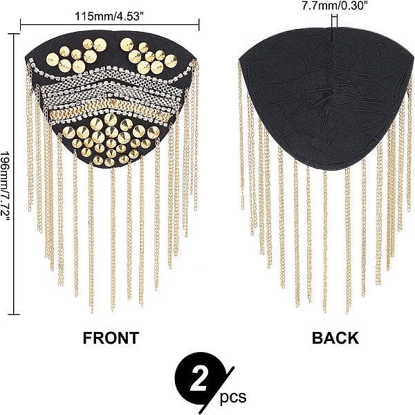 PandaHall Fashionable Iron Tassel Epaulettes, Sew On Rivet Shoulder Badge, with Crystal Rhinestone, Light Gold, 196x115x7.7mm Iron
PandaHall Fashionable Iron Tassel Epaulettes, Sew On Rivet Shoulder Badge, with Crystal Rhinestone, Light Gold, 196x115x7.7mm Iron