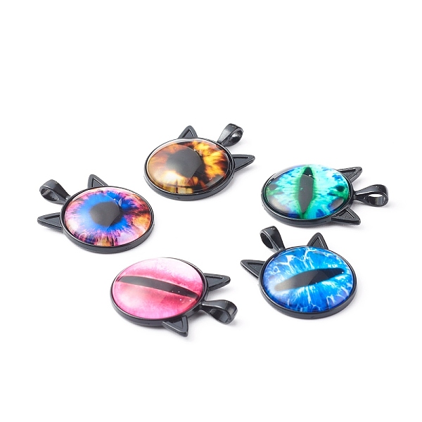 PandaHall Handmade Glass Pendants, with Alloy Kitten Cabochons Settings & Printed Glass Caboshons, Cat Head with Dragon Eye, Mixed Color..., Multicolor
PandaHall Handmade Glass Pendants, with Alloy Kitten Cabochons Settings & Printed Glass Caboshons, Cat Head with Dragon Eye, Mixed Color..., Multicolor