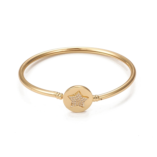 PandaHall Rack Plating Brass Micro Pave Cubic Zirconia Bangles, Real 18K Gold Plated Flat Round with Star Clasp Bangles, Long-Lasting Plated..., Clear
PandaHall Rack Plating Brass Micro Pave Cubic Zirconia Bangles, Real 18K Gold Plated Flat Round with Star Clasp Bangles, Long-Lasting Plated..., Clear