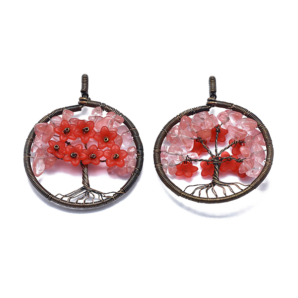 PandaHall Cherry Quartz Glass Pendants, with Acrylic and Brass Findings, Flat Round with Tree of Life, 59x47~47.5x9.5~10mm, Hole: 4mm Cherry...
PandaHall Cherry Quartz Glass Pendants, with Acrylic and Brass Findings, Flat Round with Tree of Life, 59x47~47.5x9.5~10mm, Hole: 4mm Cherry...