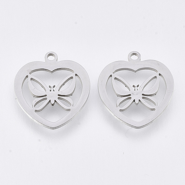 PandaHall 201 Stainless Steel Pendants, Laser Cut Pendants, Heart with Butterfly, Stainless Steel Color, 17.5x15.5x1mm, Hole: 1.4mm 201...
PandaHall 201 Stainless Steel Pendants, Laser Cut Pendants, Heart with Butterfly, Stainless Steel Color, 17.5x15.5x1mm, Hole: 1.4mm 201...