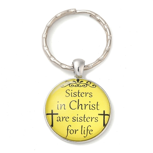 PandaHall Half Round/Dome Alloy & Glass Pendant Keychain, with Split Key Rings, Word Sisters In Christ Are Sisters for Life, Yellow, 5.8cm...
PandaHall Half Round/Dome Alloy & Glass Pendant Keychain, with Split Key Rings, Word Sisters In Christ Are Sisters for Life, Yellow, 5.8cm...