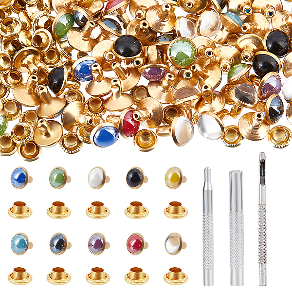 PandaHall 100Pcs 10 Color Round Brass Semi-Tublar Rivets, with 1 Set Iron Handmade Hole Hollow Punch Cutting Mold Tools, for Leather Craft...
PandaHall 100Pcs 10 Color Round Brass Semi-Tublar Rivets, with 1 Set Iron Handmade Hole Hollow Punch Cutting Mold Tools, for Leather Craft...