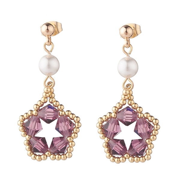 PandaHall Pentagon and Shell Pearl Dangle Stud Earrings, Wire Wrapped Long Drop Earrings for Women, Golden, Plum, 41mm, Pin: 0.8mm Shell..., Purple
PandaHall Pentagon and Shell Pearl Dangle Stud Earrings, Wire Wrapped Long Drop Earrings for Women, Golden, Plum, 41mm, Pin: 0.8mm Shell..., Purple