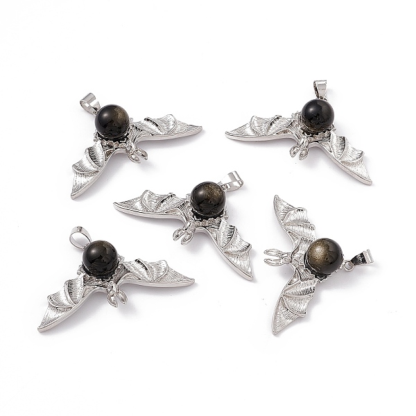 PandaHall Natural Golden Sheen Obsidian Pendants, Halloween Bat Charms, with Antique Silver Color Brass Findings, 26x46x11mm, Hole: 6x4mm...
PandaHall Natural Golden Sheen Obsidian Pendants, Halloween Bat Charms, with Antique Silver Color Brass Findings, 26x46x11mm, Hole: 6x4mm...