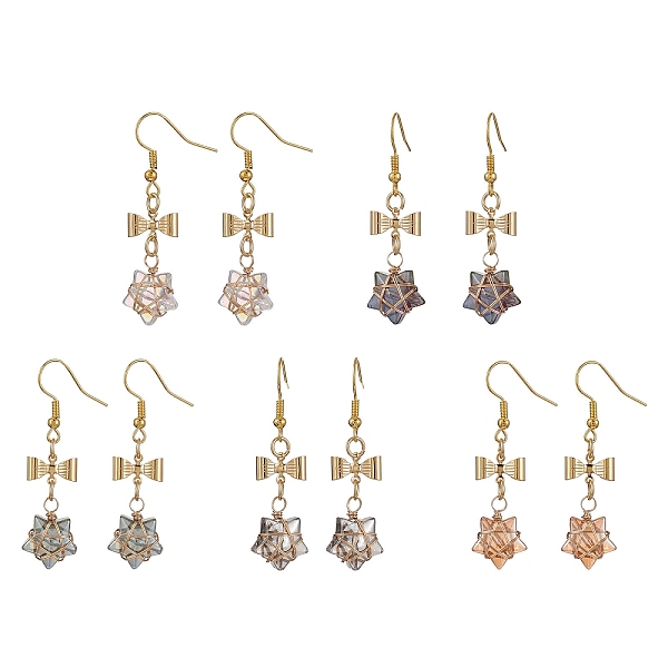 PandaHall Glass Star Dangle Earrings, Golden 304 Stainless Steel Bowknot Drop Earrings, Mixed Color, 48x12.5mm Glass Star Multicolor
PandaHall Glass Star Dangle Earrings, Golden 304 Stainless Steel Bowknot Drop Earrings, Mixed Color, 48x12.5mm Glass Star Multicolor