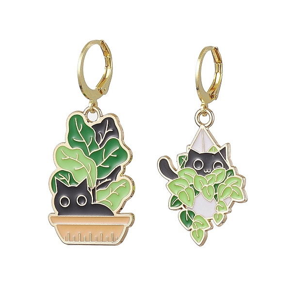 PandaHall Alloy Enamel Hoop Earrings, with 304 Stainless Steel Leverback Earring Findings, Plant & Cat Shape, Golden, 40~41x18.5~19.5mm...
PandaHall Alloy Enamel Hoop Earrings, with 304 Stainless Steel Leverback Earring Findings, Plant & Cat Shape, Golden, 40~41x18.5~19.5mm...