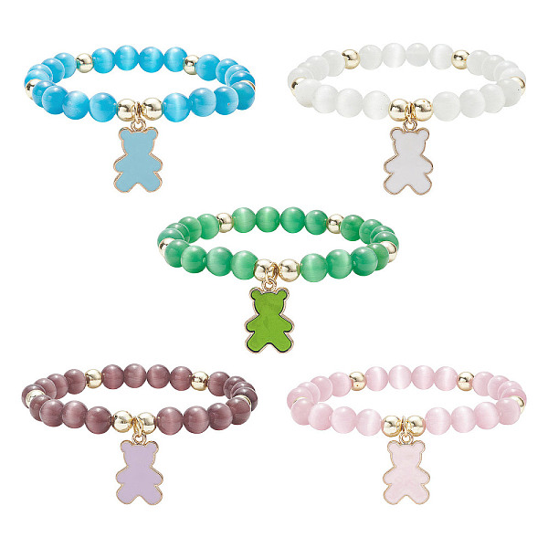PandaHall Cat Eye Round Beaded Stretch Bracelet, Alloy Enamel Bear Charm Adjustable Bracelet for Women, Mixed Color, Inner Diameter: 2-1/4..., Multicolor
PandaHall Cat Eye Round Beaded Stretch Bracelet, Alloy Enamel Bear Charm Adjustable Bracelet for Women, Mixed Color, Inner Diameter: 2-1/4..., Multicolor