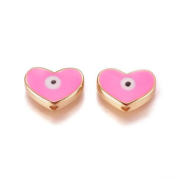 PandaHall Golden Tone Brass Beads, with Enamel, Heart with Evil Eye, Pink, 11x15x4.5mm, Hole: 1.6mm Brass+Enamel Heart Pink
PandaHall Golden Tone Brass Beads, with Enamel, Heart with Evil Eye, Pink, 11x15x4.5mm, Hole: 1.6mm Brass+Enamel Heart Pink