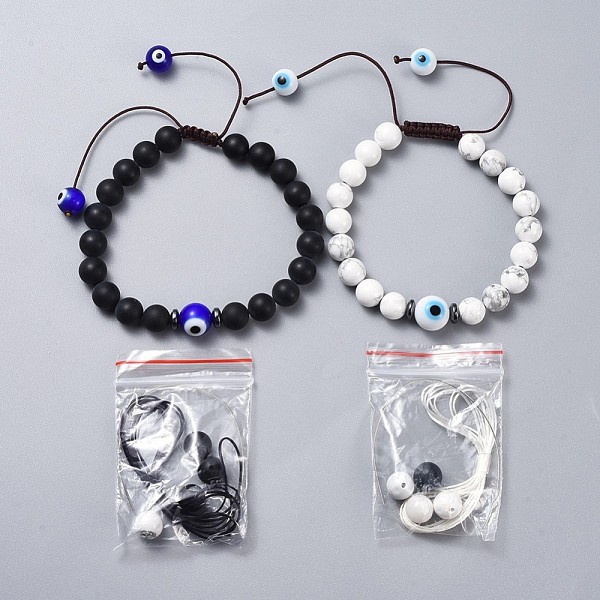 PandaHall Adjustable Nylon Thread Braided Bead Bracelets Sets, Couple Bracelet, with Lampwork Evil Eye and Natural Howlite, Frosted Black..., Multicolor
PandaHall Adjustable Nylon Thread Braided Bead Bracelets Sets, Couple Bracelet, with Lampwork Evil Eye and Natural Howlite, Frosted Black..., Multicolor