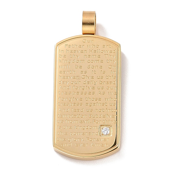 PandaHall Vacuum Plating 304 Stainless Steel Pendants, with Clear Micro Pave Cubic Zirconia, Rectangle with Word, Golden, 36x16x6mm, Hole...
PandaHall Vacuum Plating 304 Stainless Steel Pendants, with Clear Micro Pave Cubic Zirconia, Rectangle with Word, Golden, 36x16x6mm, Hole...