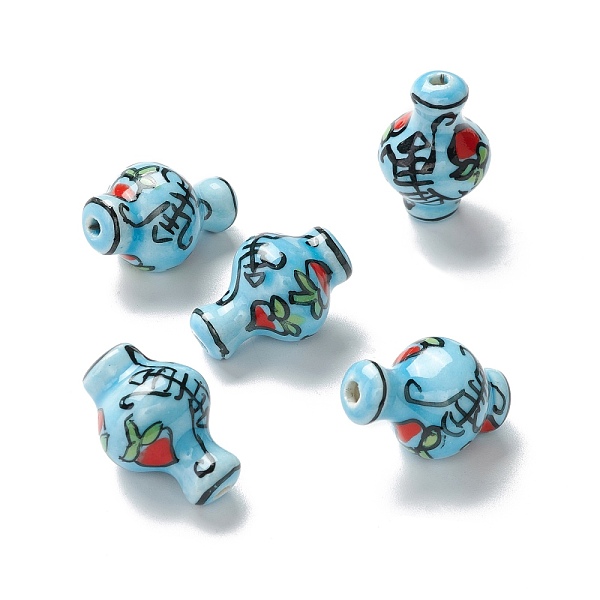 PandaHall Handmade Porcelain Beads, Pearlized, Vase with Peach Pattern, Sky Blue, 21~22x14~15mm, Hole: 2~2.5mm Porcelain Vase
PandaHall Handmade Porcelain Beads, Pearlized, Vase with Peach Pattern, Sky Blue, 21~22x14~15mm, Hole: 2~2.5mm Porcelain Vase