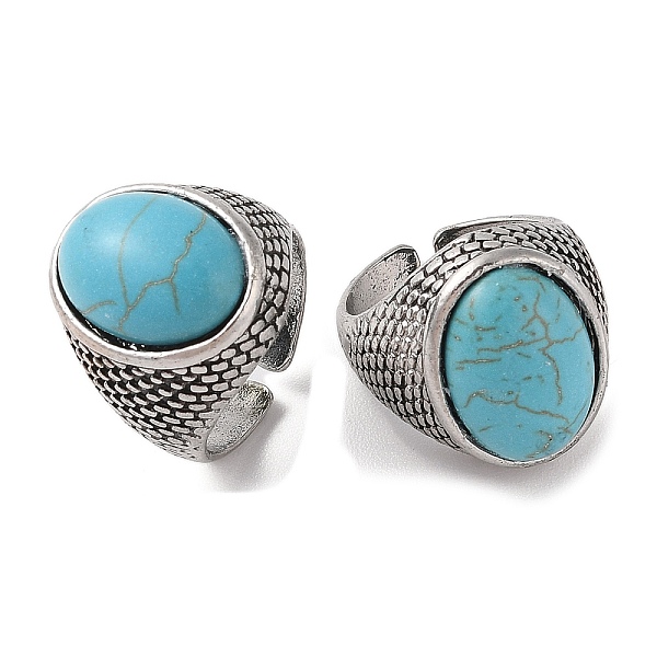 PandaHall Oval Synthetic Turquoise Cuff Rings, Alloy Wide Open Rings for Women, Cadmium Free & Lead Free, Antique Silver, 20.5mm, Inner...
PandaHall Oval Synthetic Turquoise Cuff Rings, Alloy Wide Open Rings for Women, Cadmium Free & Lead Free, Antique Silver, 20.5mm, Inner...