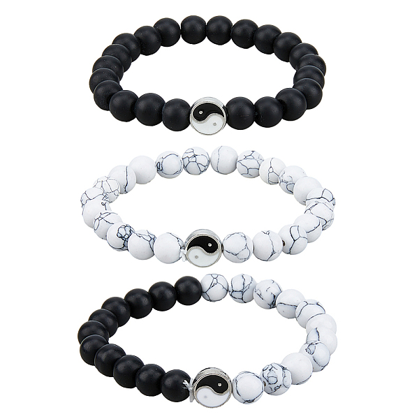 PandaHall FIBLOOM 3Pcs 3 Styles Natural Howlite & Frosted Black Stone Beaded Stretch Bracelets Set, Yin Yang Alloy Stackable Bracelets...
PandaHall FIBLOOM 3Pcs 3 Styles Natural Howlite & Frosted Black Stone Beaded Stretch Bracelets Set, Yin Yang Alloy Stackable Bracelets...