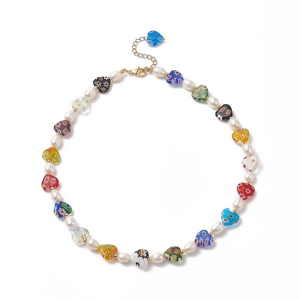 PandaHall Natural Pearl & Millefiori & Brass Beaded Necklace for Women, Heart Pattern, 16.61 inch(42.2cm) Pearl Heart
PandaHall Natural Pearl & Millefiori & Brass Beaded Necklace for Women, Heart Pattern, 16.61 inch(42.2cm) Pearl Heart