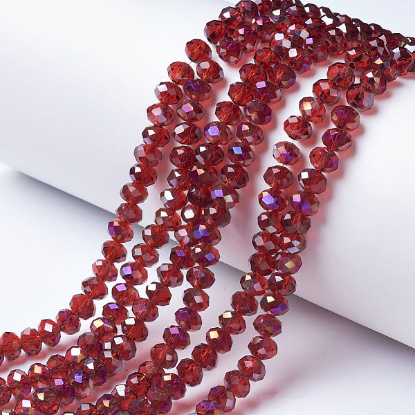 PandaHall Electroplate Transparent Glass Beads Strands, Half Rainbow Plated, Faceted, Rondelle, FireBrick, 3.5x3mm, Hole: 0.4mm, about..., Red
PandaHall Electroplate Transparent Glass Beads Strands, Half Rainbow Plated, Faceted, Rondelle, FireBrick, 3.5x3mm, Hole: 0.4mm, about..., Red