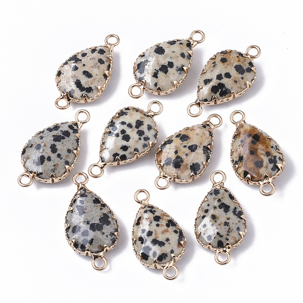 PandaHall Natural Dalmatian Jasper Links connectors, with Golden Tone Brass Cabochon Connector Settings, Prong Settings, Faceted, Teardrop...
PandaHall Natural Dalmatian Jasper Links connectors, with Golden Tone Brass Cabochon Connector Settings, Prong Settings, Faceted, Teardrop...