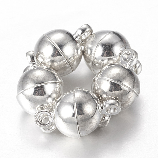 PandaHall Brass Magnetic Clasps with Loops, Round, Silver Color Plated, 14x8mm, Hole: 1mm Brass Round
PandaHall Brass Magnetic Clasps with Loops, Round, Silver Color Plated, 14x8mm, Hole: 1mm Brass Round