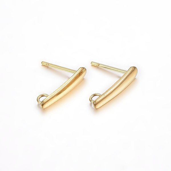 PandaHall Ion Plating(IP) 304 Stainless Steel Stud Earring Findings, with Loop, Golden, 15x3x1mm, Hole: 1.8mm, Pin: 0.8mm, 100pcs/bag 304...
PandaHall Ion Plating(IP) 304 Stainless Steel Stud Earring Findings, with Loop, Golden, 15x3x1mm, Hole: 1.8mm, Pin: 0.8mm, 100pcs/bag 304...