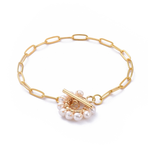 PandaHall Brass Paperclip Chain Bracelets, with Natural Cultured Freshwater Pearl Beads and 304 Stainless Steel Toggle Clasps, Golden, 7-1/2...
PandaHall Brass Paperclip Chain Bracelets, with Natural Cultured Freshwater Pearl Beads and 304 Stainless Steel Toggle Clasps, Golden, 7-1/2...