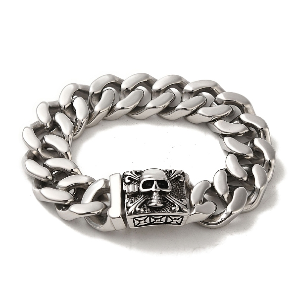 PandaHall 304 Stainless Steel Skull Cuban Link Chain Bracelets for Women Men, Antique Silver, 10-1/8 inch(25.6cm) 304 Stainless Steel
PandaHall 304 Stainless Steel Skull Cuban Link Chain Bracelets for Women Men, Antique Silver, 10-1/8 inch(25.6cm) 304 Stainless Steel