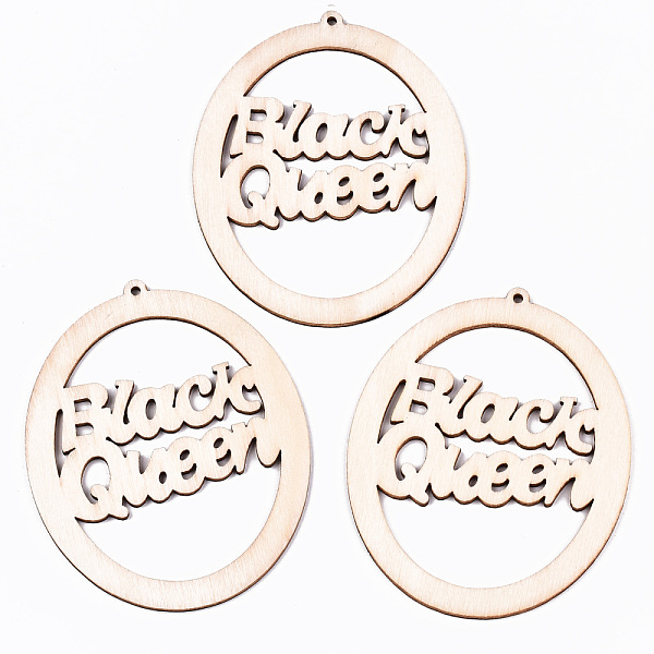 PandaHall Undyed Natural Wooden Big Pendants, Laser Cut Shapes, Donut with Word Black Queen, Antique White, 83x66.5x2mm, Hole: 2mm Wood...
PandaHall Undyed Natural Wooden Big Pendants, Laser Cut Shapes, Donut with Word Black Queen, Antique White, 83x66.5x2mm, Hole: 2mm Wood...